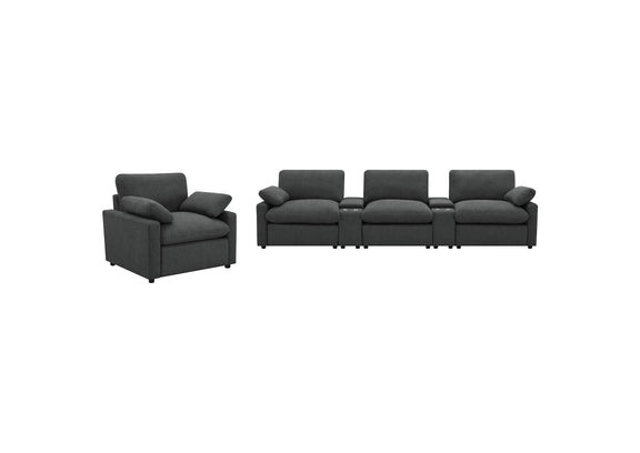 609533P Collins Upholstered Power Recliner Chair Dark Grey