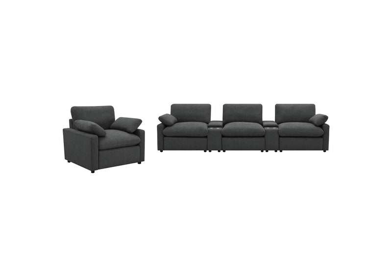 609533P Collins Upholstered Power Recliner Chair Dark Grey