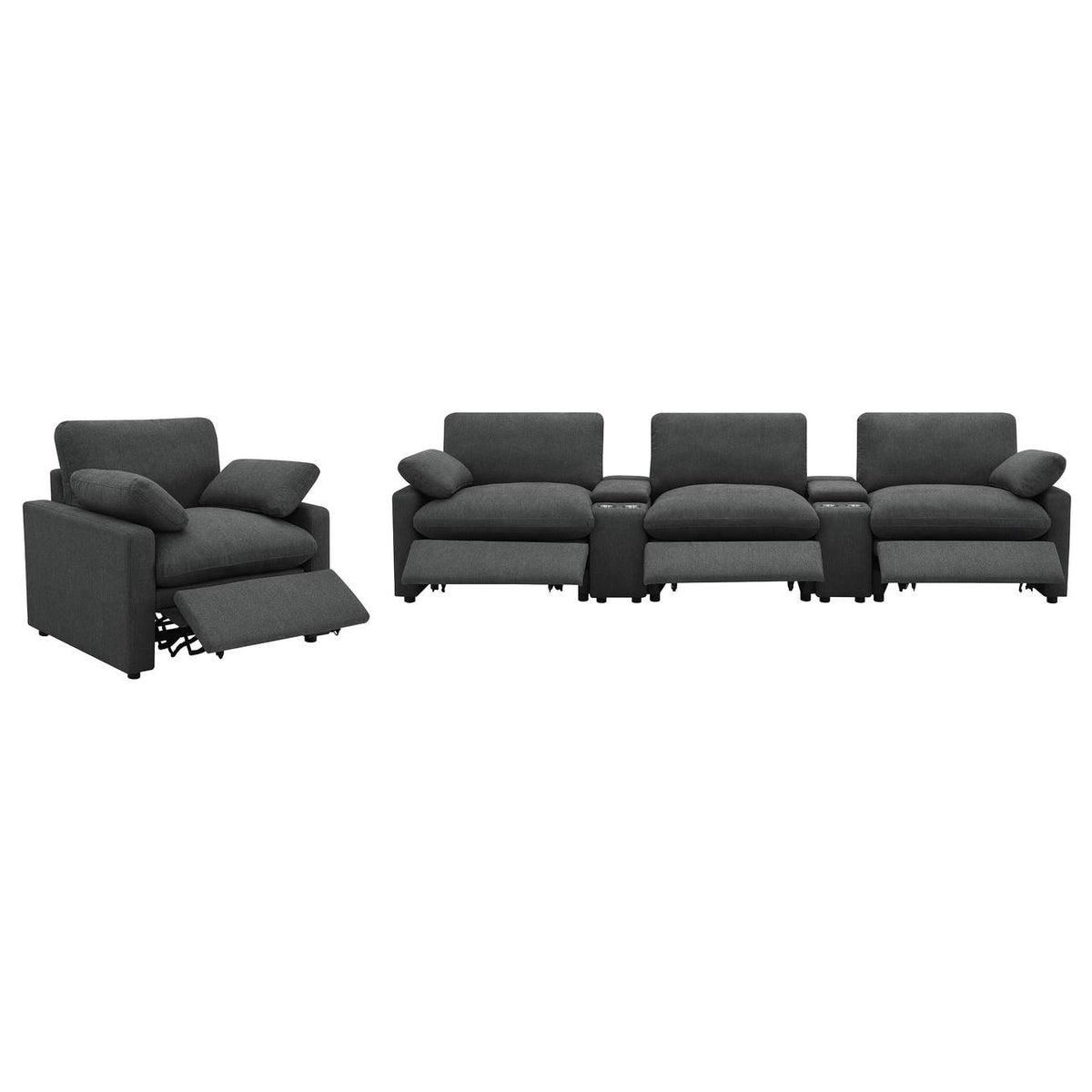609533P Collins Upholstered Power Recliner Chair Dark Grey