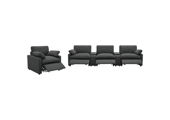 609533P Collins Upholstered Power Recliner Chair Dark Grey