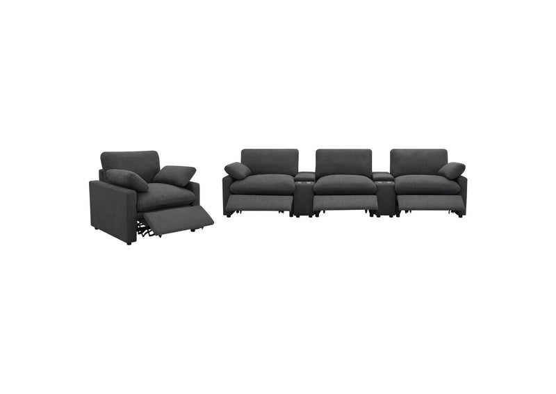 609533P Collins Upholstered Power Recliner Chair Dark Grey