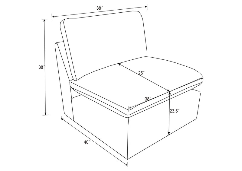 609560AC Collins Modular Armless Chair Grey