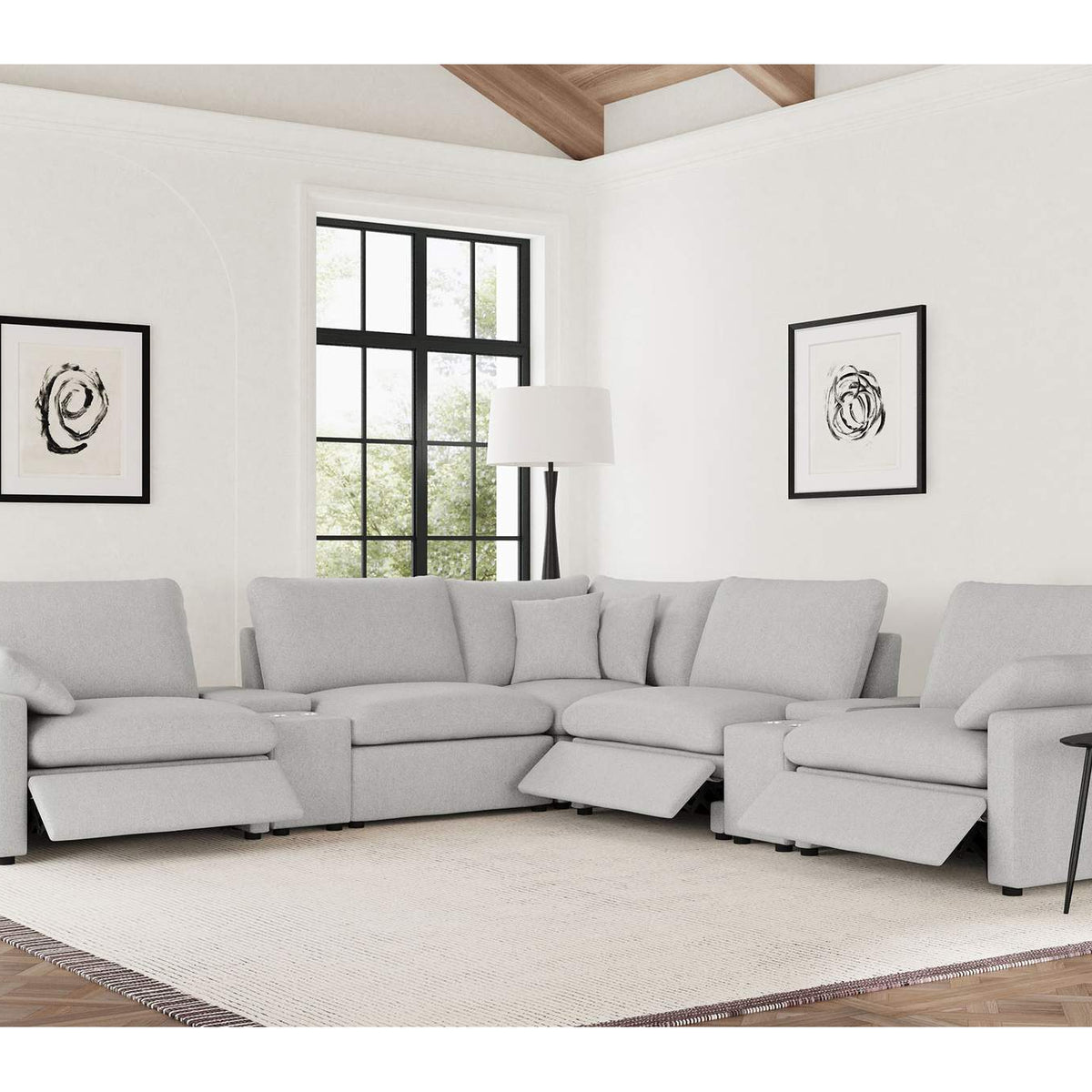 609560P-SETA Collins 7-piece Modular Power Reclining Sectional Grey