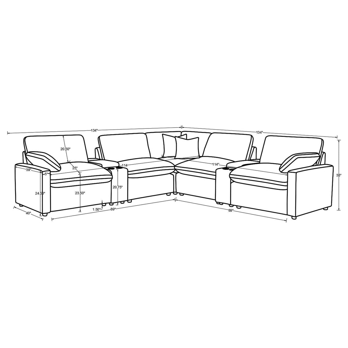 609560P-SETA Collins 7-piece Modular Power Reclining Sectional Grey