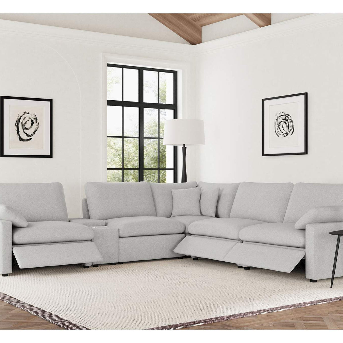 609560P-SET Collins 6-piece Modular Power Reclining Sectional Grey