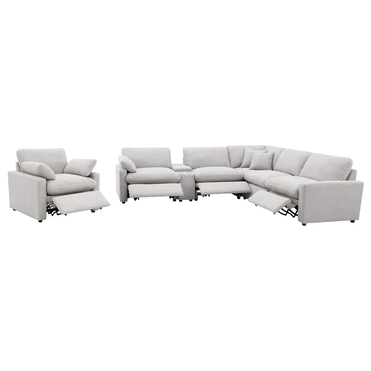 609560P-SET Collins 6-piece Modular Power Reclining Sectional Grey