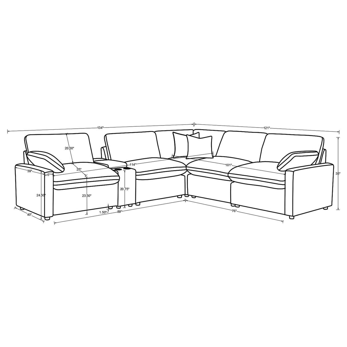 609560P-SET Collins 6-piece Modular Power Reclining Sectional Grey