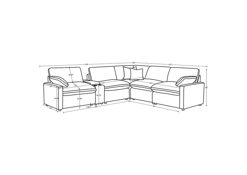 609560P-SET Collins 6-piece Modular Power Reclining Sectional Grey