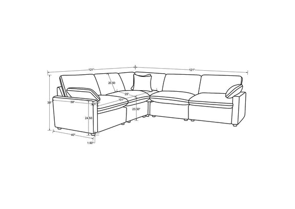 609560P Collins 5-piece Modular Power Reclining Sectional Grey