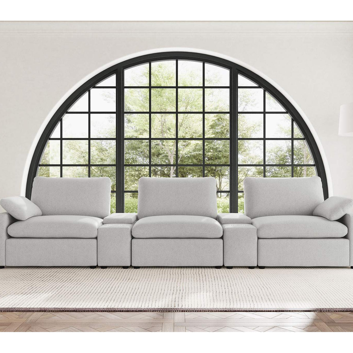 609561PT Collins 5-Piece Power Reclining Home Theater Seating Grey