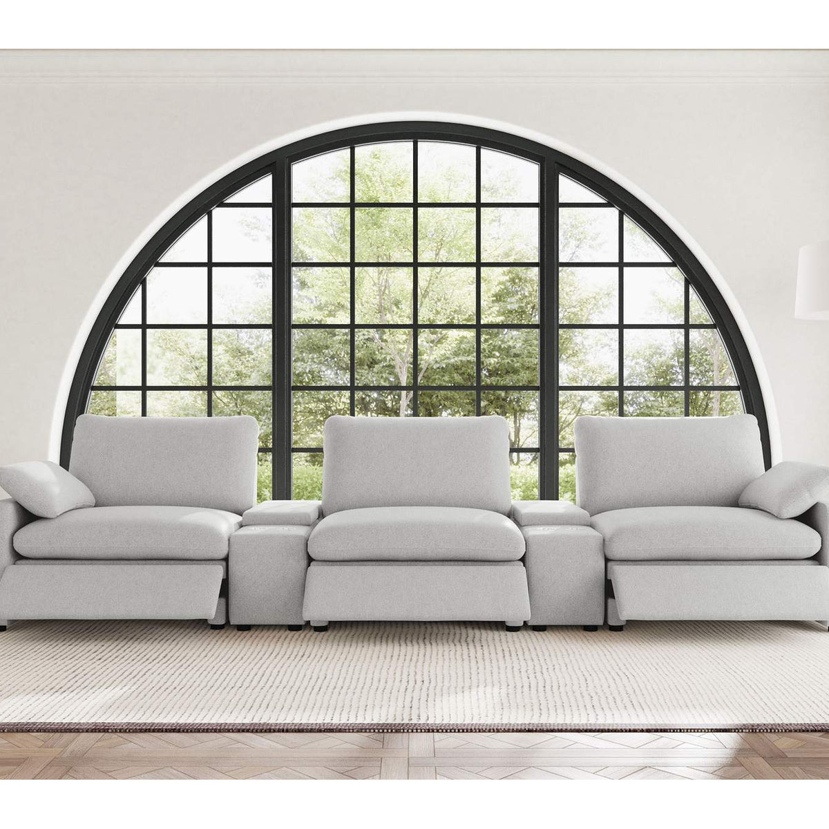 609561PT Collins 5-Piece Power Reclining Home Theater Seating Grey