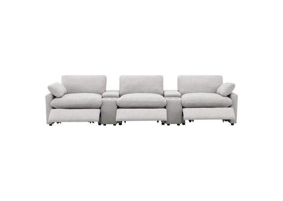 609561PT Collins 5-Piece Power Reclining Home Theater Seating Grey