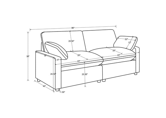 609562P Collins Modular Power Loveseat Grey