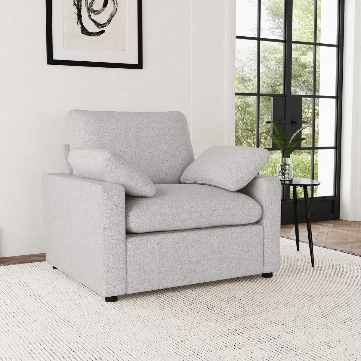 609563P Collins Upholstered Power Recliner Chair Grey