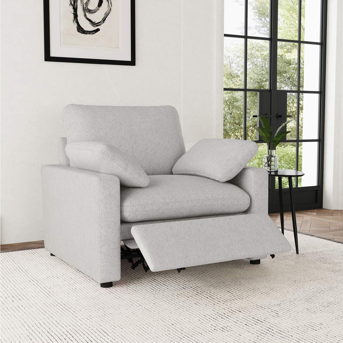 609563P Collins Upholstered Power Recliner Chair Grey
