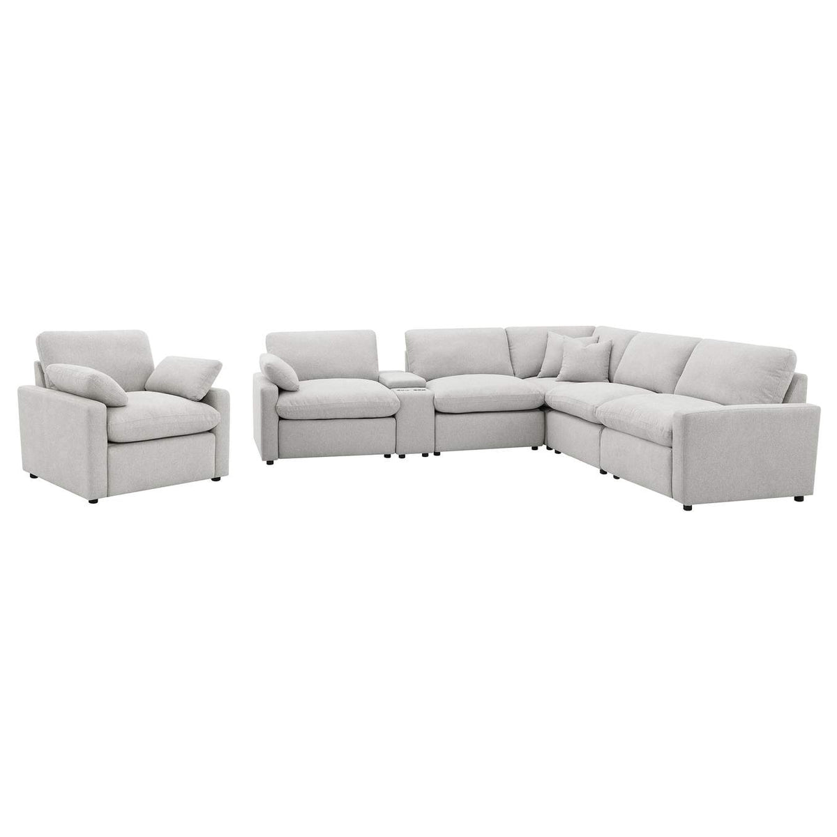 609563P Collins Upholstered Power Recliner Chair Grey