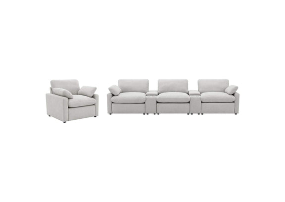 609563P Collins Upholstered Power Recliner Chair Grey