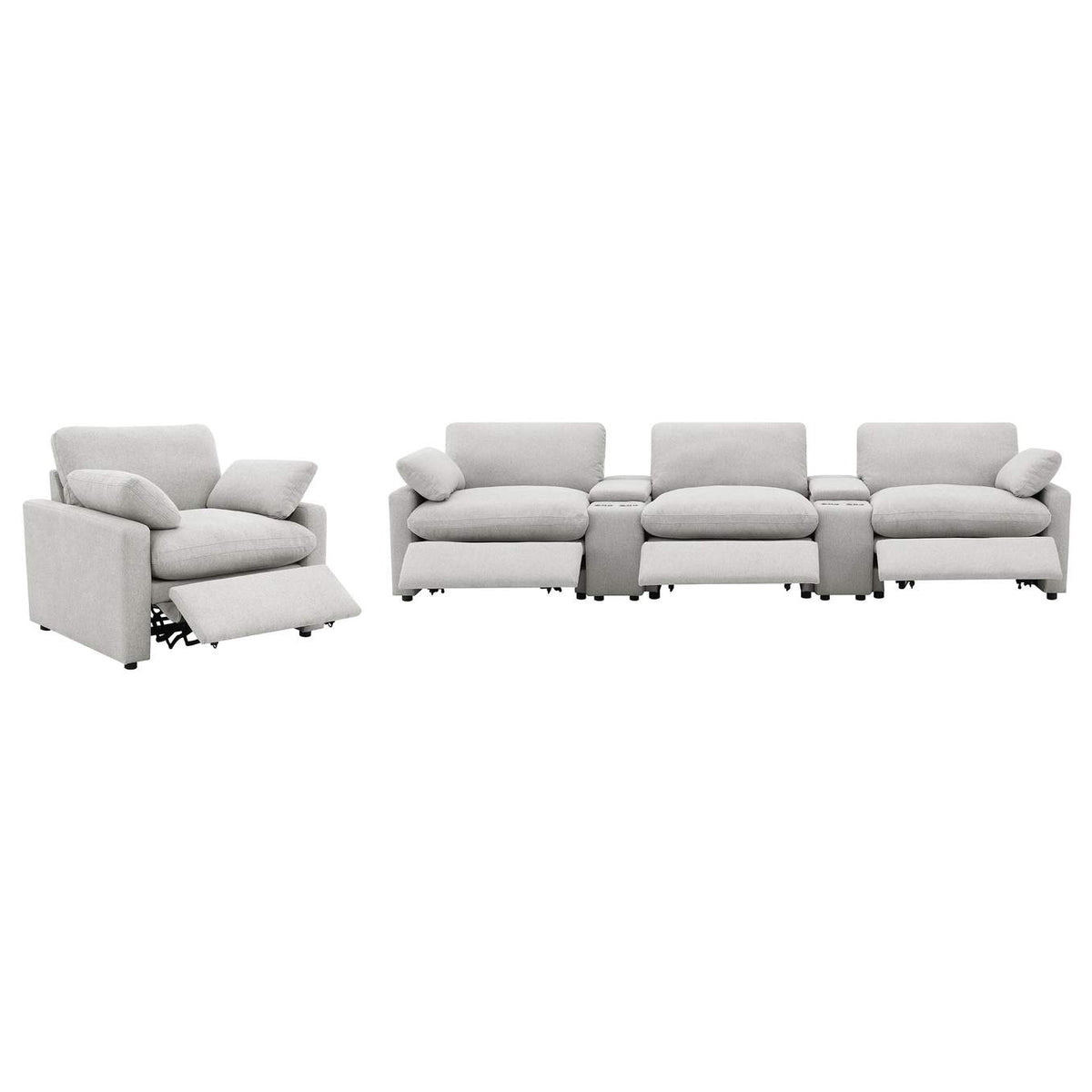 609563P Collins Upholstered Power Recliner Chair Grey