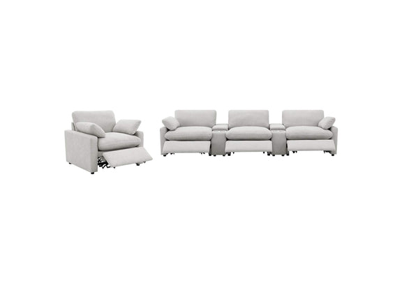 609563P Collins Upholstered Power Recliner Chair Grey