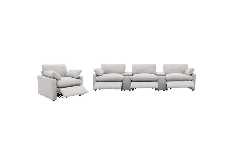 609563P Collins Upholstered Power Recliner Chair Grey