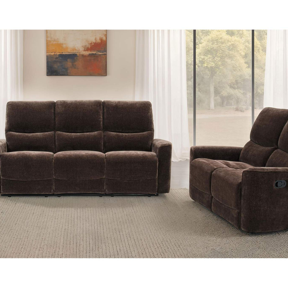 609571-S2 Navarro 2-piece Upholstered Reclining Sofa Set Dark Brown