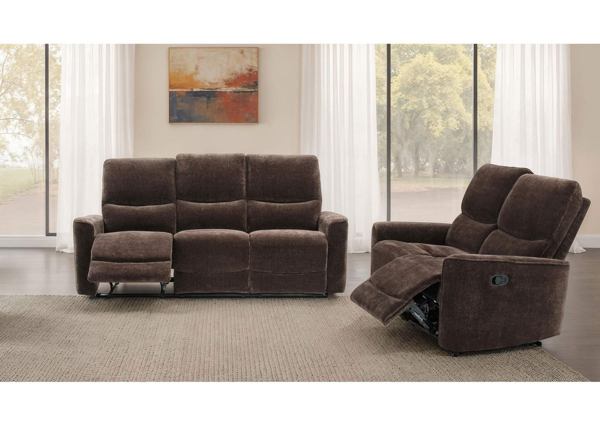 609571-S2 Navarro 2-piece Upholstered Reclining Sofa Set Dark Brown