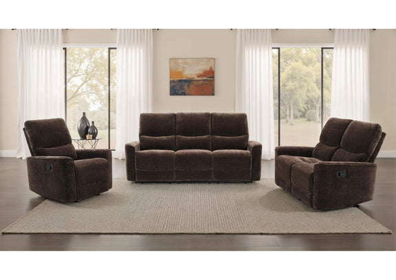 609571-S3 Navarro 3-piece Upholstered Reclining Sofa Set Dark Brown