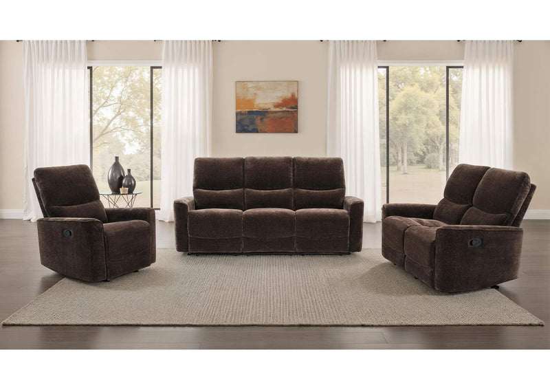 609571-S3 Navarro 3-piece Upholstered Reclining Sofa Set Dark Brown