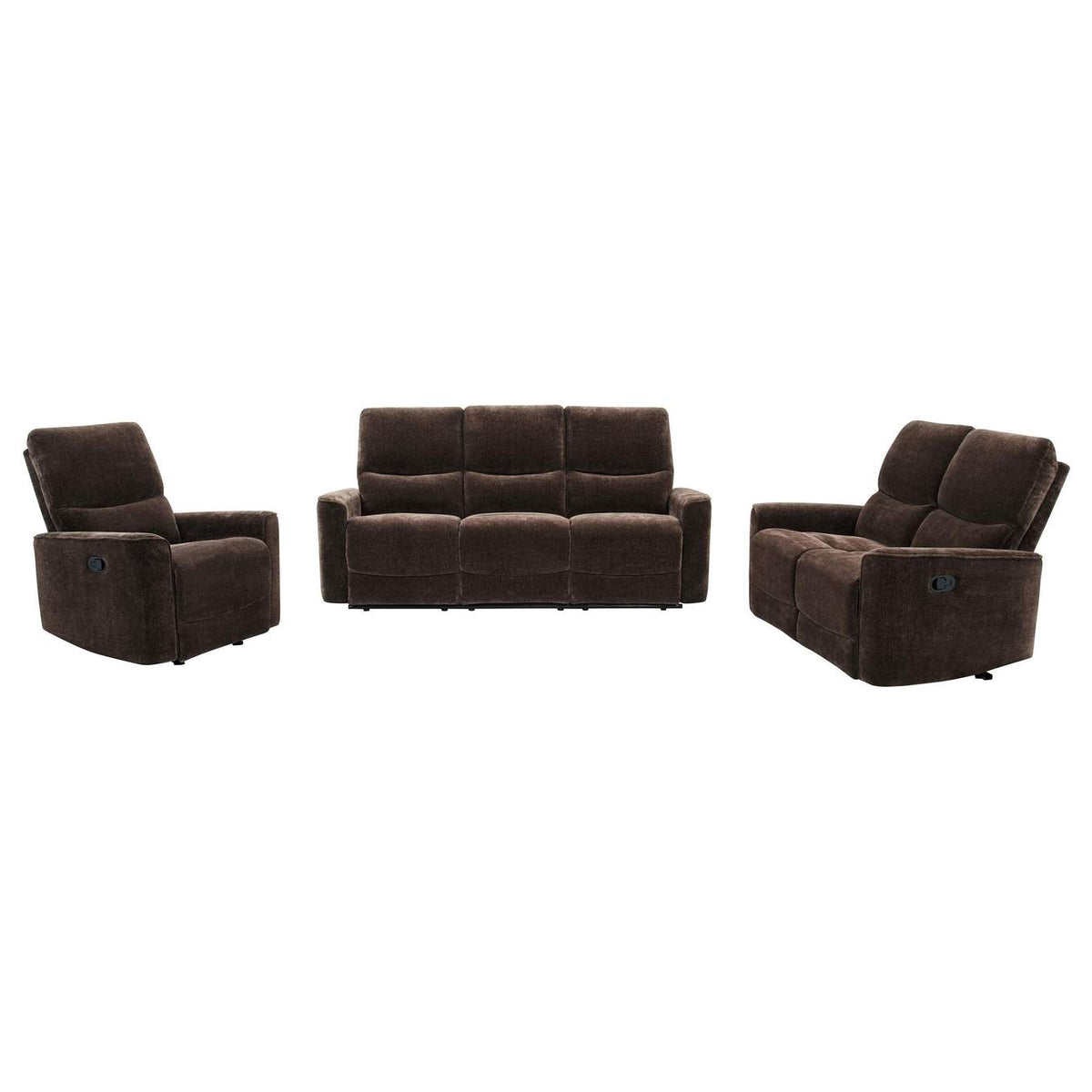 609571-S3 Navarro 3-piece Upholstered Reclining Sofa Set Dark Brown