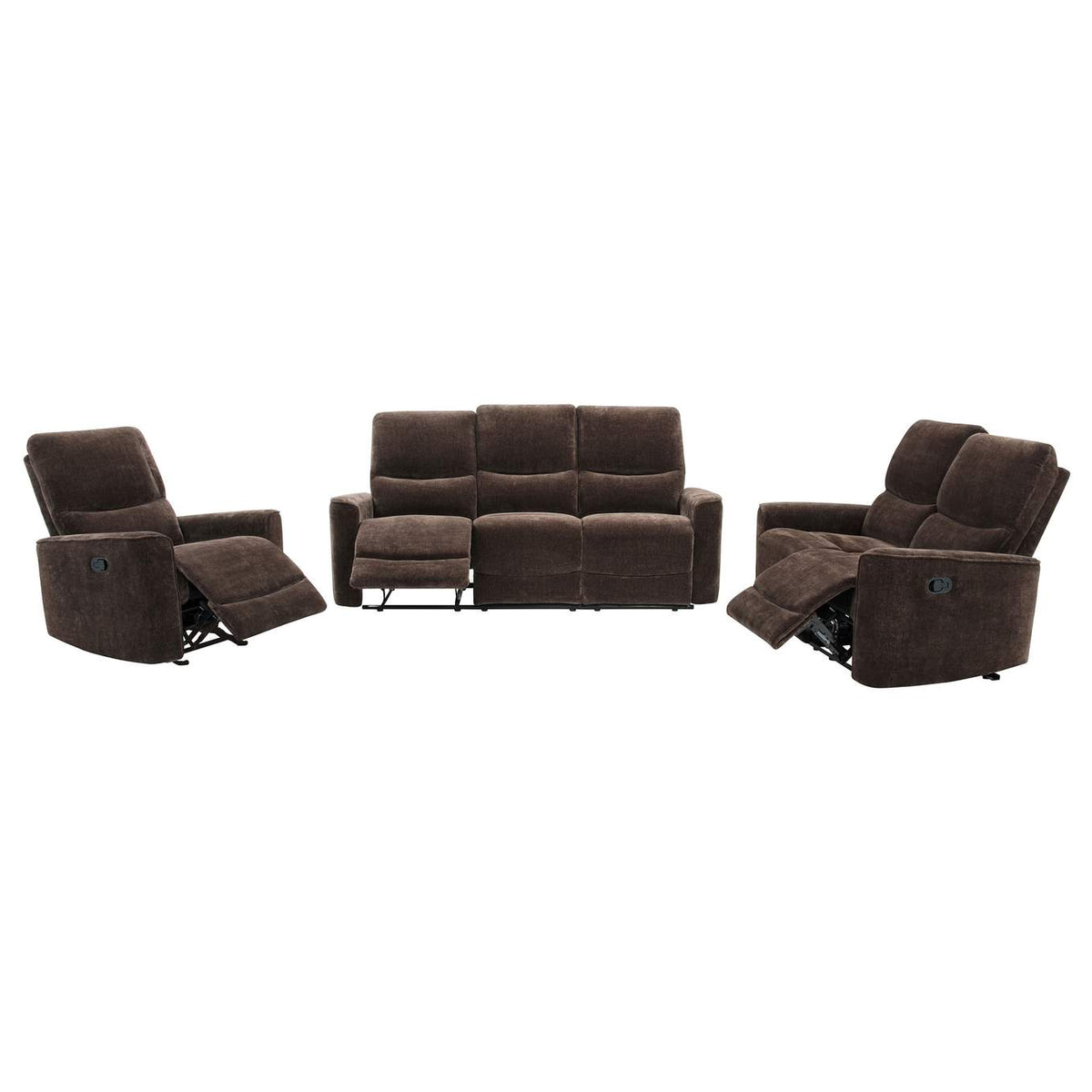 609571-S3 Navarro 3-piece Upholstered Reclining Sofa Set Dark Brown