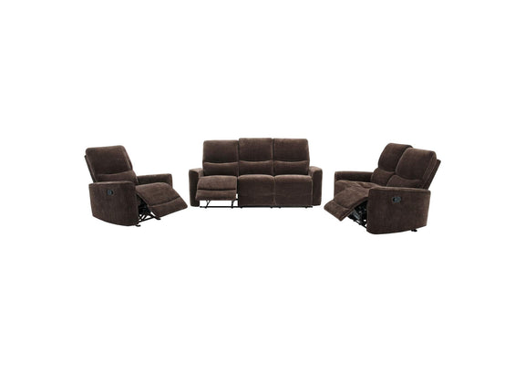 609571-S3 Navarro 3-piece Upholstered Reclining Sofa Set Dark Brown