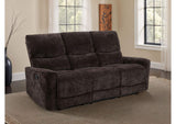 609571 Navarro Chenille Upholstered Reclining Sofa Dark Brown
