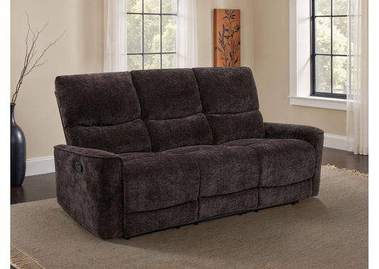 609571 Navarro Chenille Upholstered Reclining Sofa Dark Brown