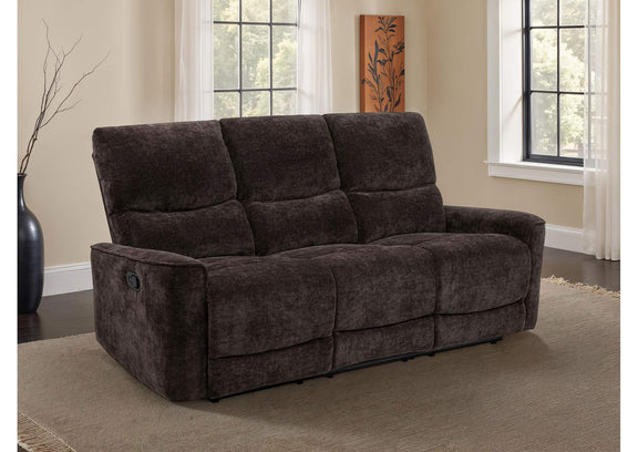 609571 Navarro Chenille Upholstered Reclining Sofa Dark Brown