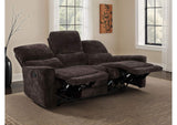 609571 Navarro Chenille Upholstered Reclining Sofa Dark Brown