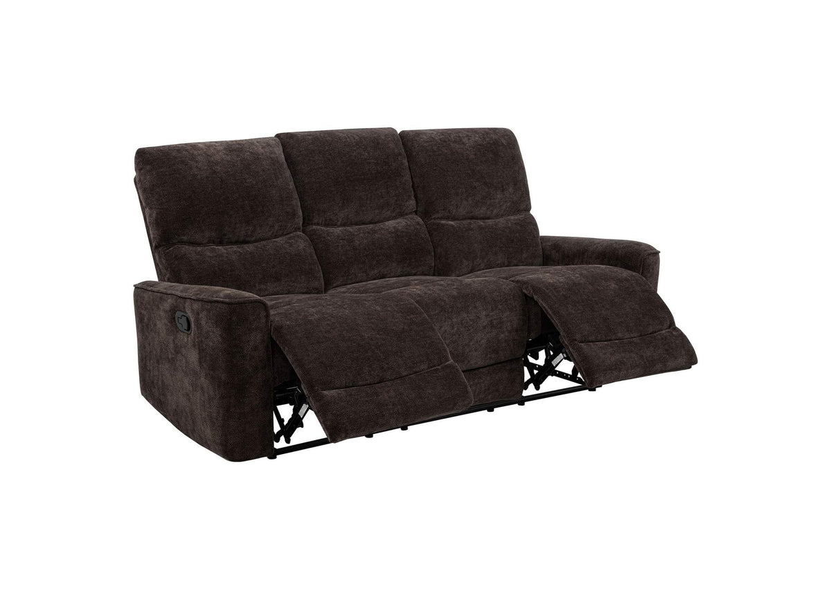 609571 Navarro Chenille Upholstered Reclining Sofa Dark Brown