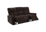 609571 Navarro Chenille Upholstered Reclining Sofa Dark Brown