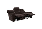 609571 Navarro Chenille Upholstered Reclining Sofa Dark Brown