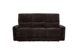 609571 Navarro Chenille Upholstered Reclining Sofa Dark Brown
