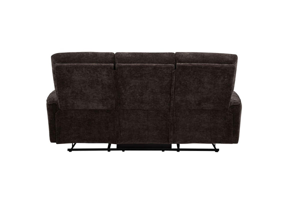 609571 Navarro Chenille Upholstered Reclining Sofa Dark Brown