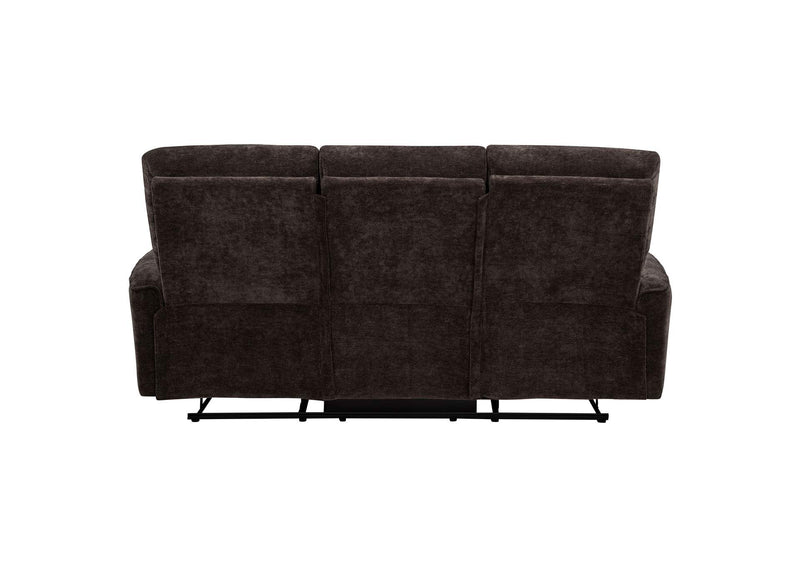 609571 Navarro Chenille Upholstered Reclining Sofa Dark Brown