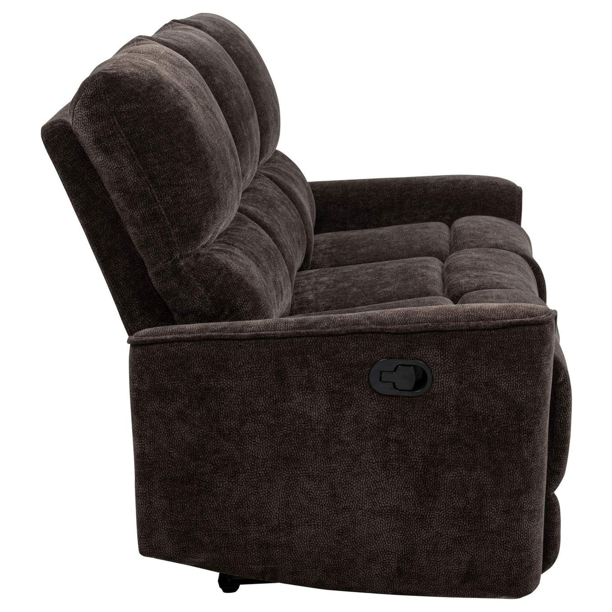609571 Navarro Chenille Upholstered Reclining Sofa Dark Brown