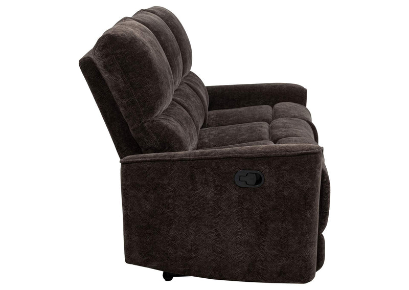 609571 Navarro Chenille Upholstered Reclining Sofa Dark Brown