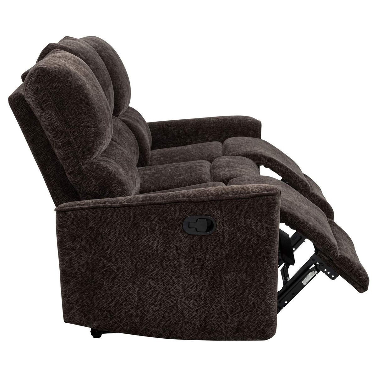 609571 Navarro Chenille Upholstered Reclining Sofa Dark Brown