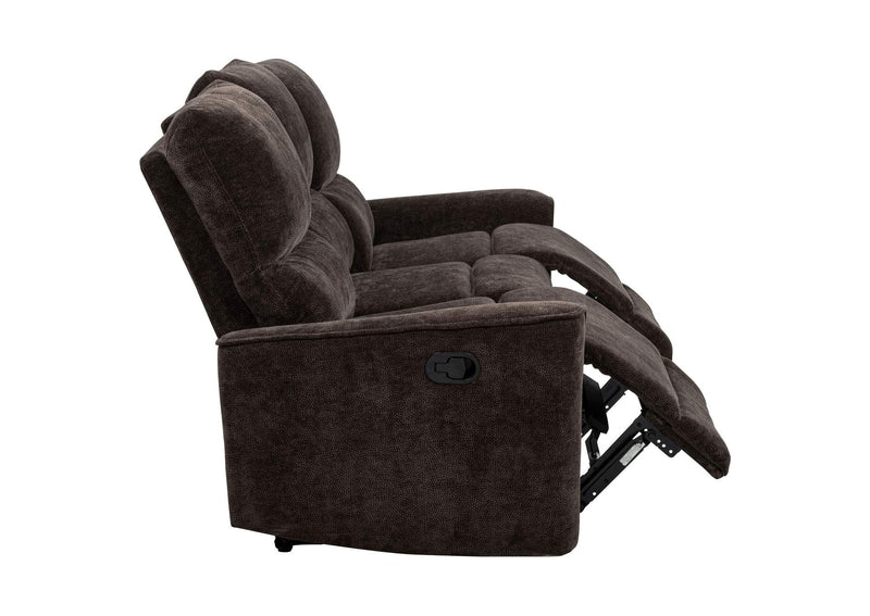 609571 Navarro Chenille Upholstered Reclining Sofa Dark Brown