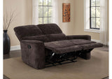 609572 Navarro Chenille Upholstered Reclining Loveseat Dark Brown