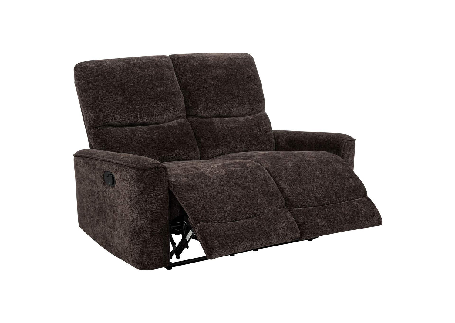 609572 Navarro Chenille Upholstered Reclining Loveseat Dark Brown