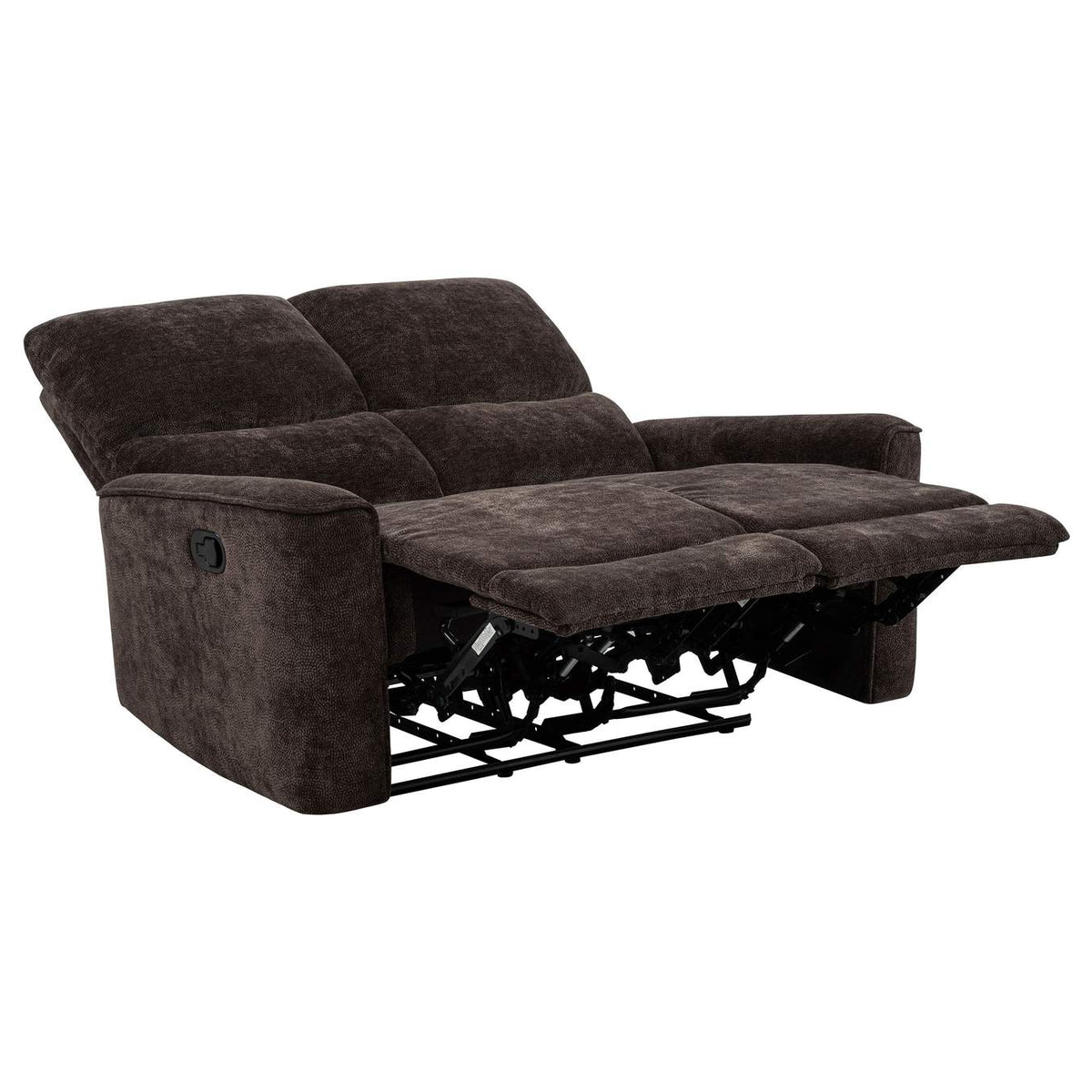 609572 Navarro Chenille Upholstered Reclining Loveseat Dark Brown