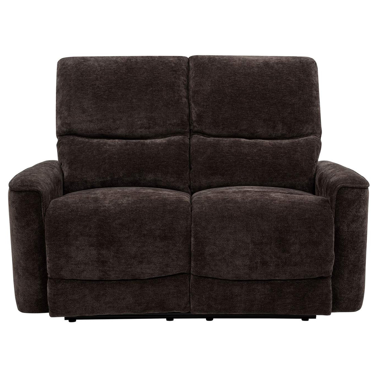 609572 Navarro Chenille Upholstered Reclining Loveseat Dark Brown