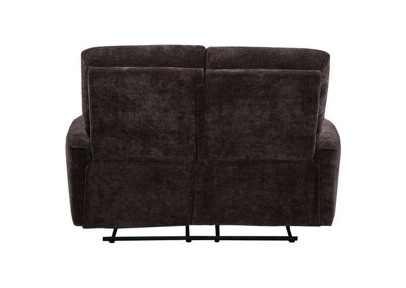 609572 Navarro Chenille Upholstered Reclining Loveseat Dark Brown